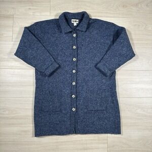 VTG Winona Cardigan Sweater Women's Size Small Blue Speckled Wool Nylon Blend